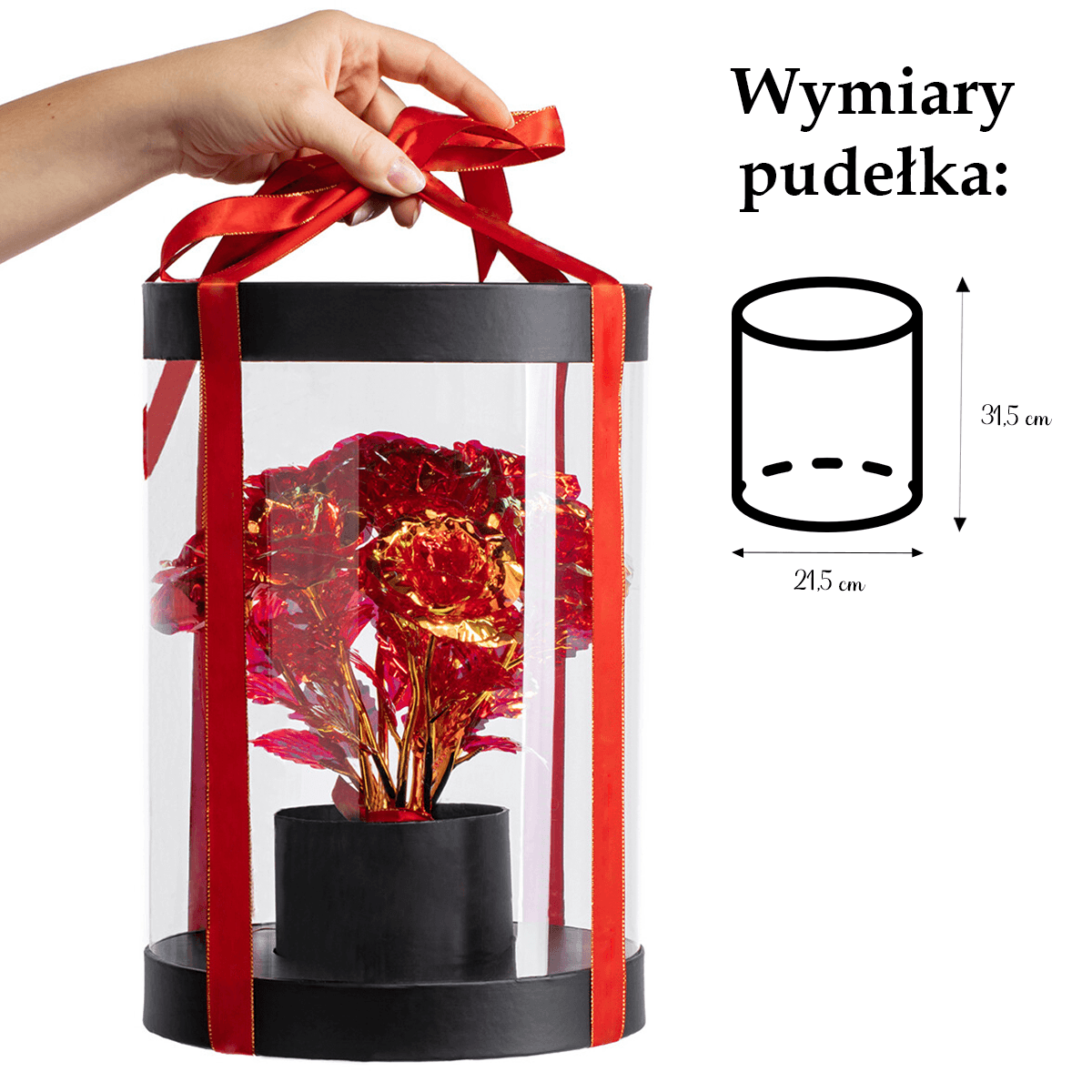 Czarny box LED świecące róże + GRATISY - idamell.com - Wyjątkowe Prezenty
