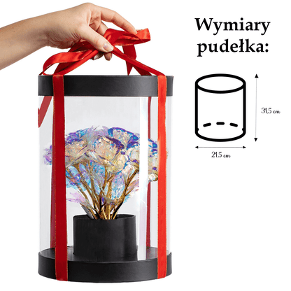 Czarny box wiecznych róż bukiet LED + GRATISY - idamell.com