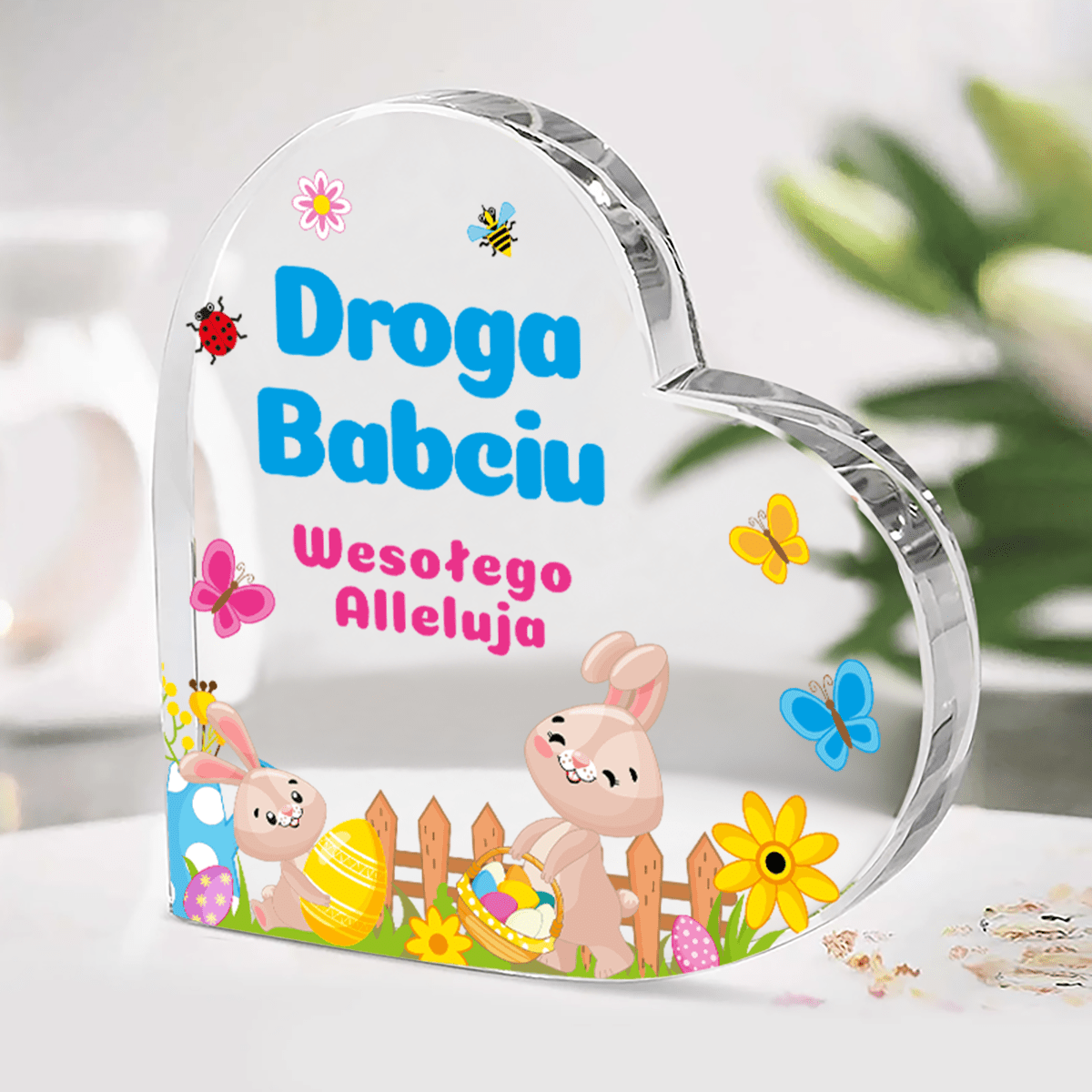 Dla babci na Wielkanoc - Szklane serce, spersonalizowany prezent dla babci - idamell.com