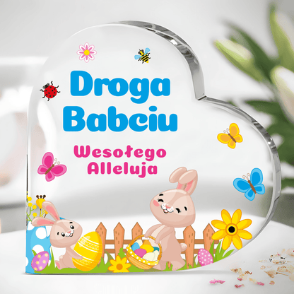 Dla babci na Wielkanoc - Szklane serce, spersonalizowany prezent dla babci - idamell.com