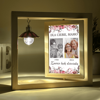 Dla Ciebie mamo - Druk na szkle w drewnianej ramce + led, spersonalizowany prezent dla mamy - idamell.com