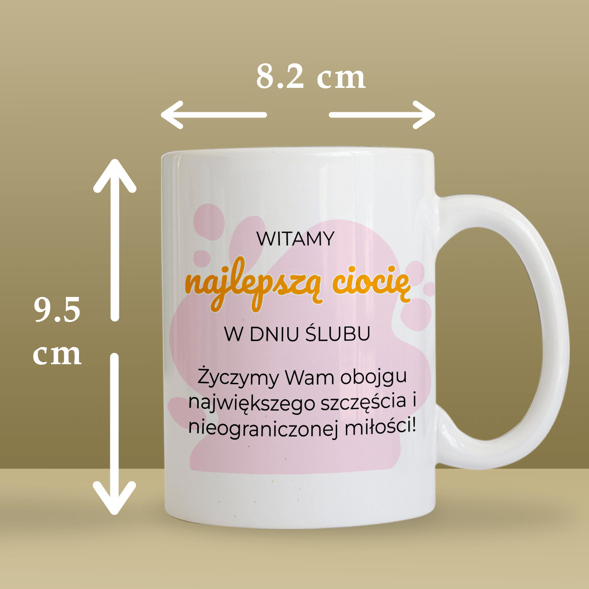 Dla cioci w dniu ślubu - 1x Kubek z nadrukiem, spersonalizowany prezent dla cioci - idamell.com