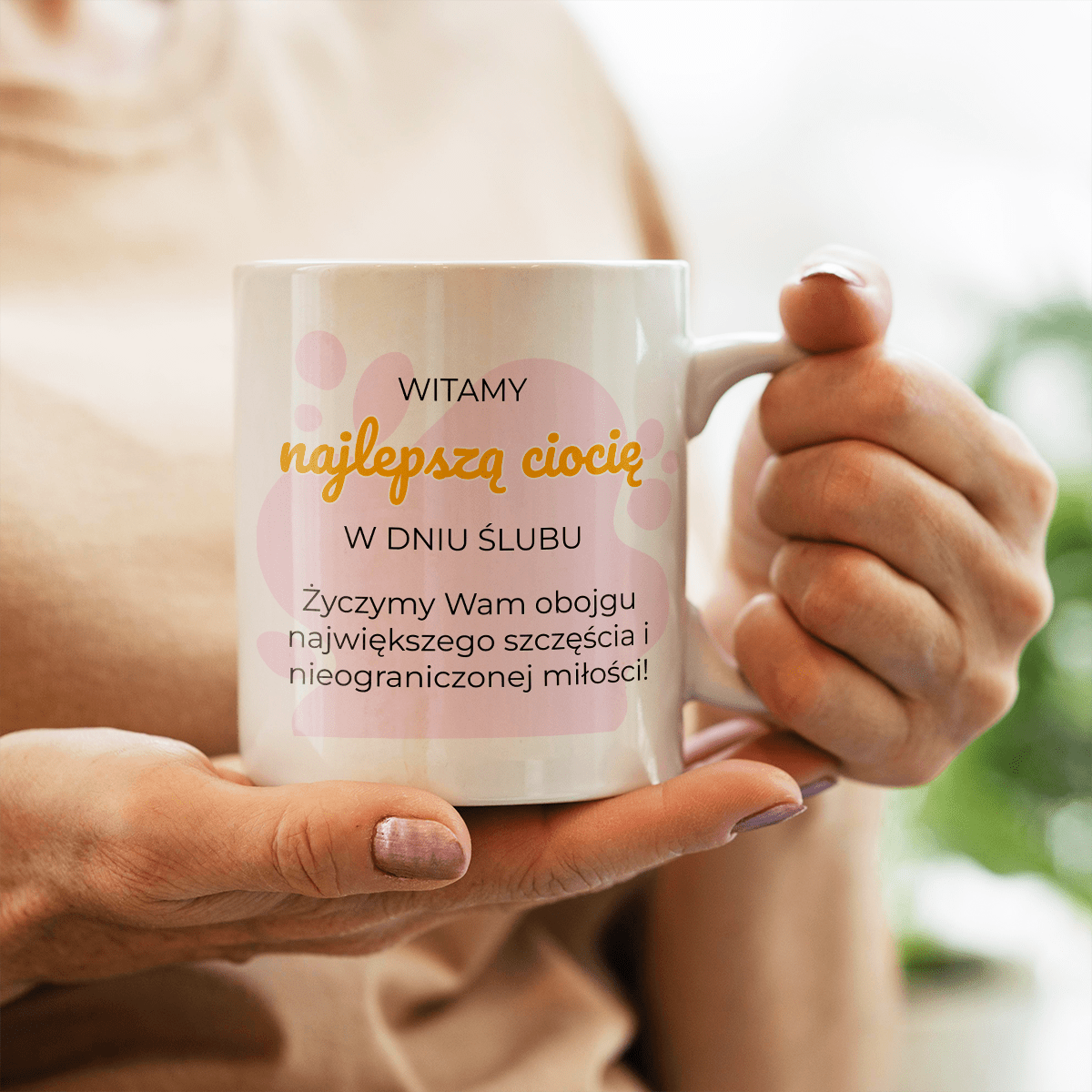 Dla cioci w dniu ślubu - 1x Kubek z nadrukiem, spersonalizowany prezent dla cioci - idamell.com