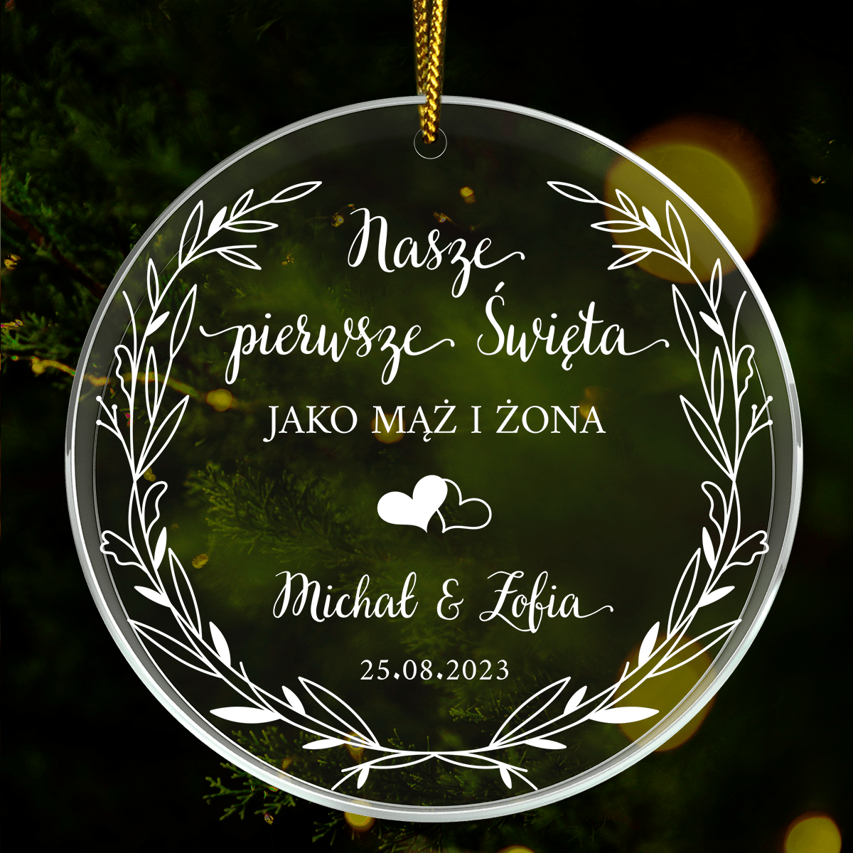 Dla małżeństwa - bombka choinkowa, spersonalizowany prezent dla pary - idamell.com