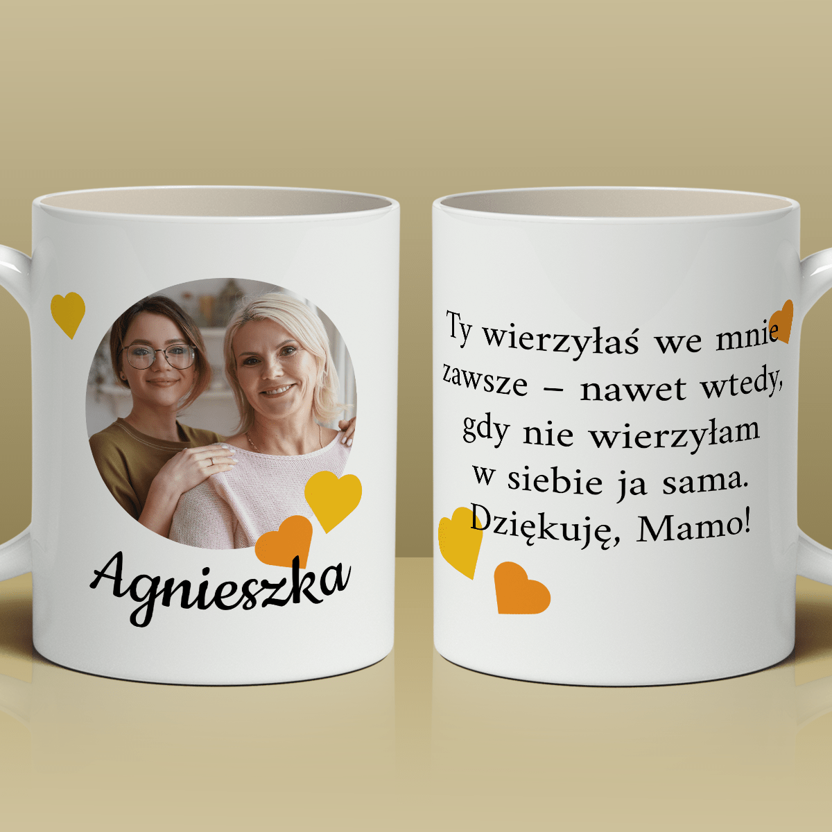 Dla mamy imię + zdjęcie - 1x Kubek z nadrukiem, spersonalizowany prezent dla mamy - idamell.com