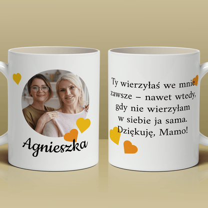 Dla mamy imię + zdjęcie - 1x Kubek z nadrukiem, spersonalizowany prezent dla mamy - idamell.com