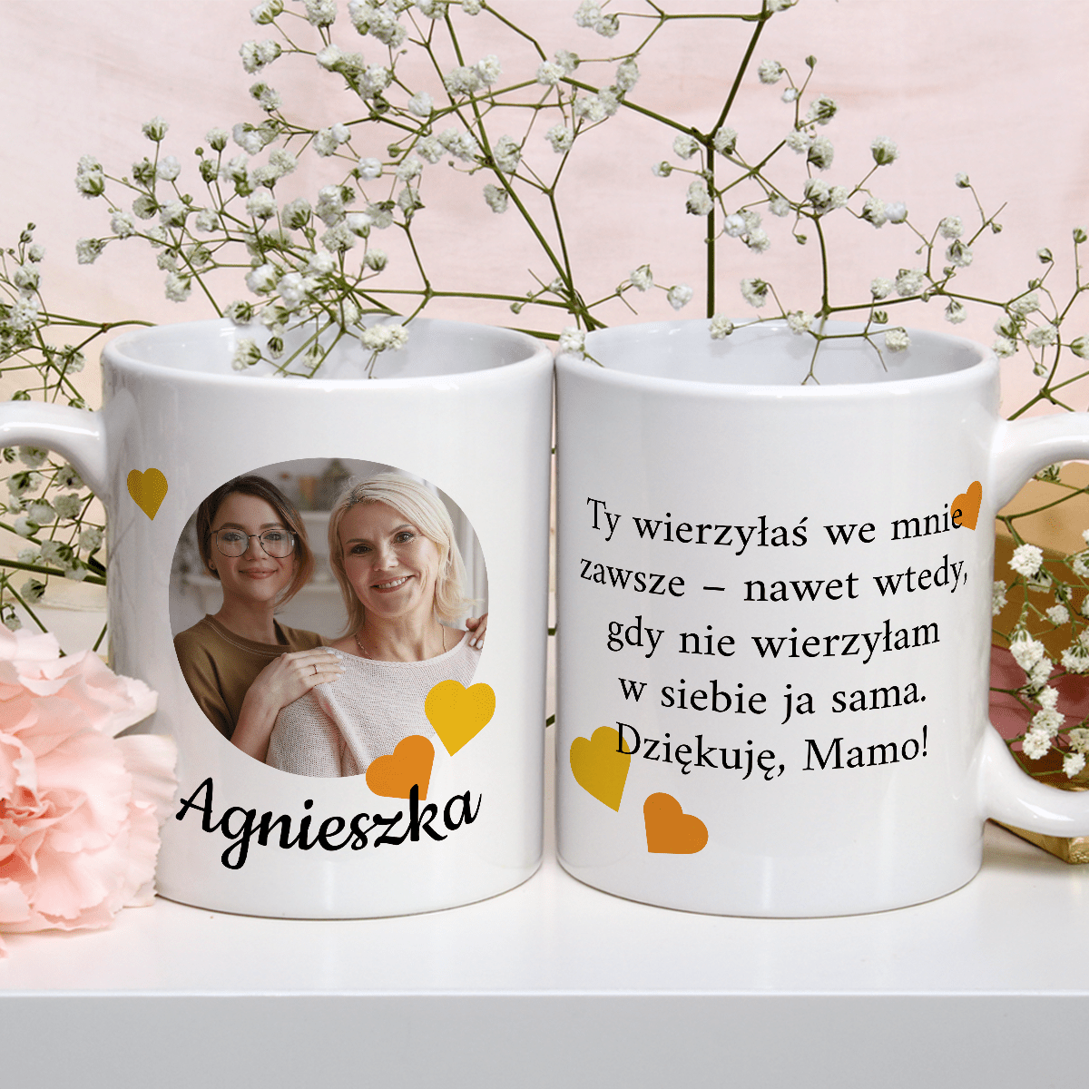 Dla mamy imię + zdjęcie - 1x Kubek z nadrukiem, spersonalizowany prezent dla mamy - idamell.com
