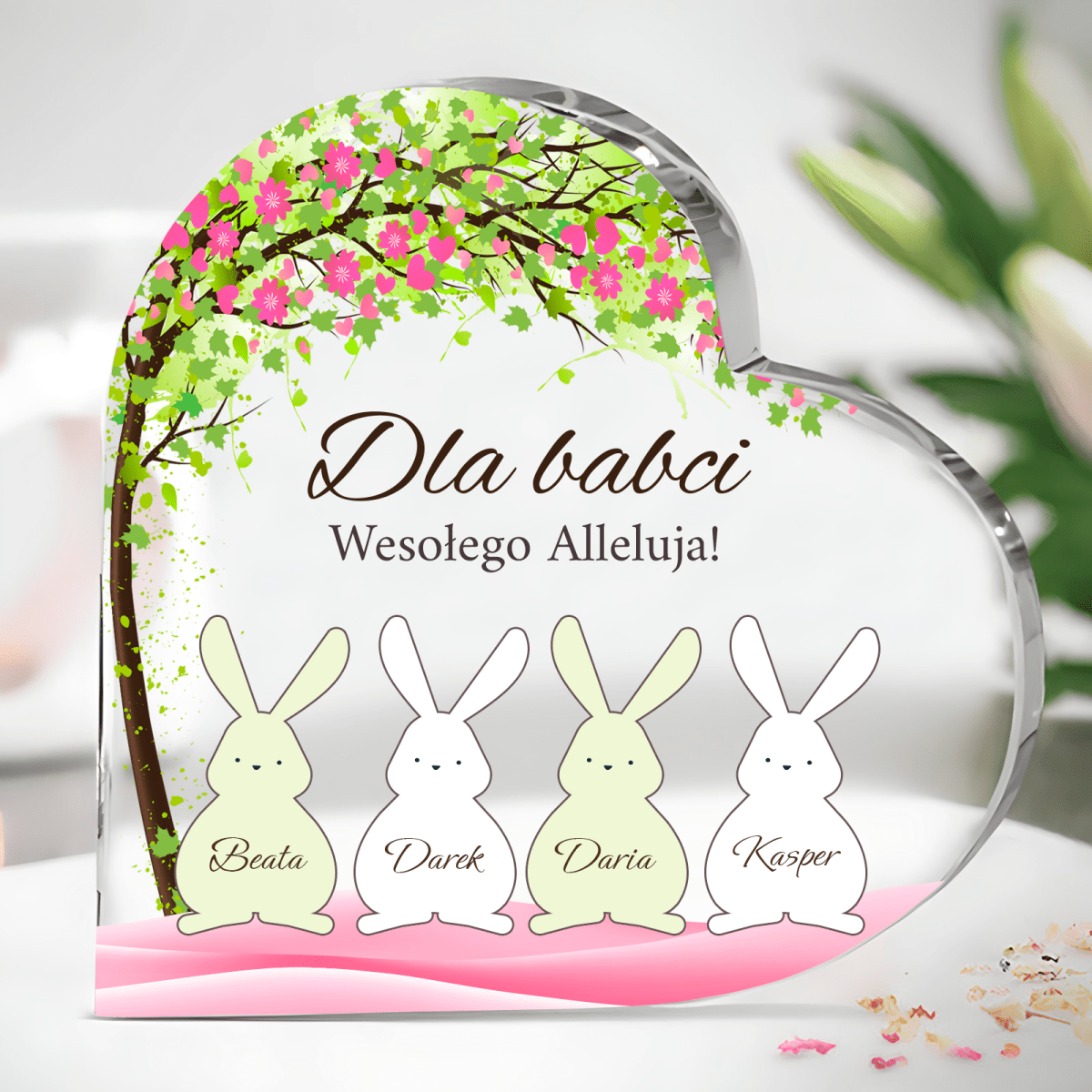 Dla mojej kochającej babci - Szklane serce, spersonalizowany prezent dla babci - idamell.com