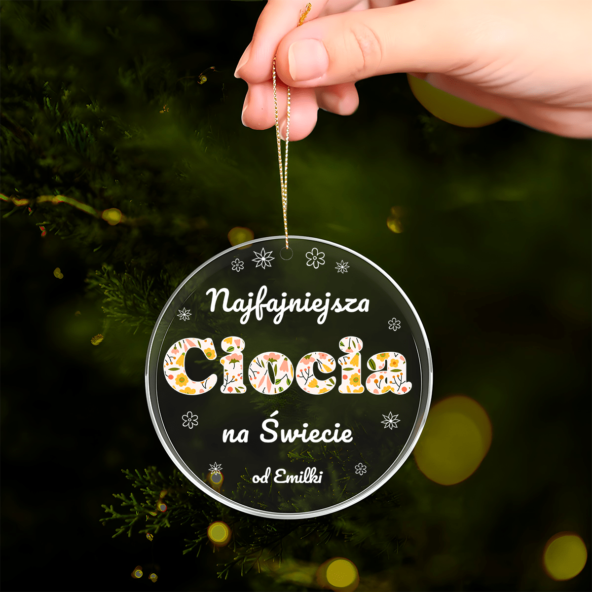 Dla najfajniejszej cioci - bombka choinkowa, spersonalizowany prezent dla cioci - idamell.com