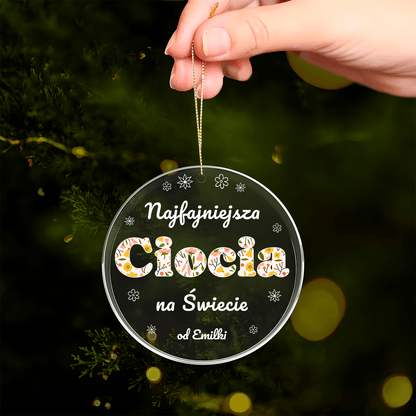 Dla najfajniejszej cioci - bombka choinkowa, spersonalizowany prezent dla cioci - idamell.com