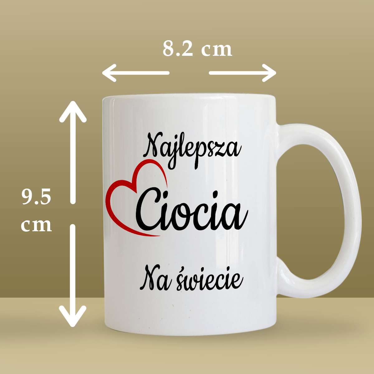 Dla najlepszej cioci - 1x Kubek z nadrukiem, spersonalizowany prezent dla cioci - idamell.com