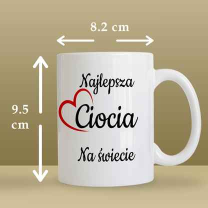 Dla najlepszej cioci - 1x Kubek z nadrukiem, spersonalizowany prezent dla cioci - idamell.com
