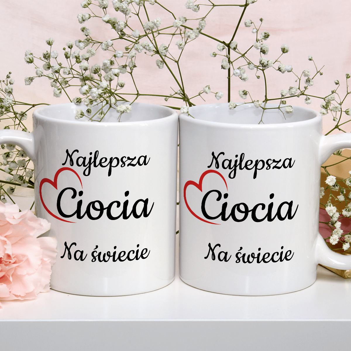 Dla najlepszej cioci - 1x Kubek z nadrukiem, spersonalizowany prezent dla cioci - idamell.com
