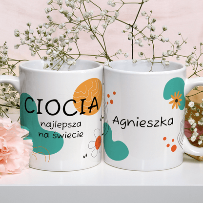 Dla najlepszej cioci - 1x Kubek z nadrukiem, spersonalizowany prezent dla cioci - idamell.com