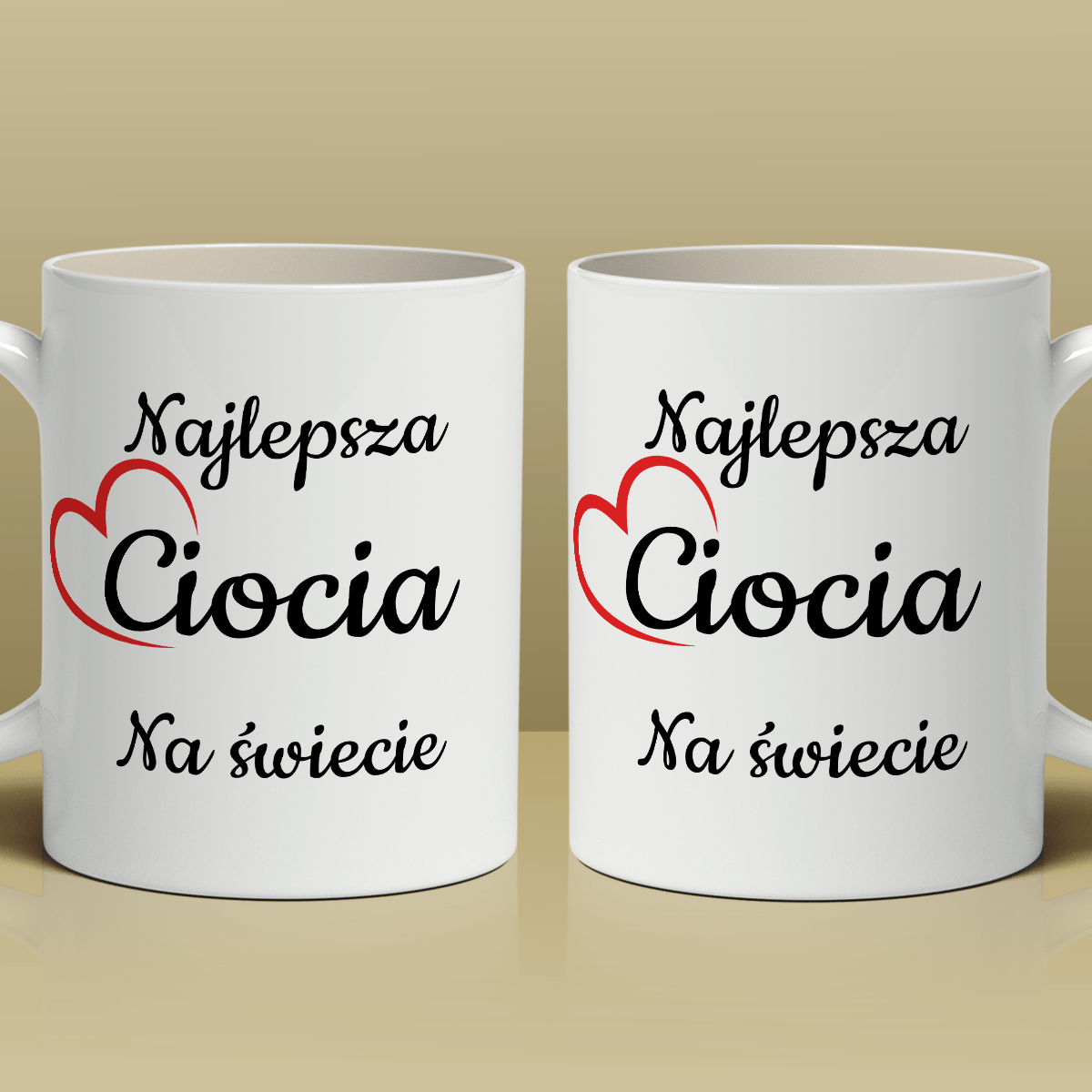 Dla najlepszej cioci - 1x Kubek z nadrukiem, spersonalizowany prezent dla cioci - idamell.com
