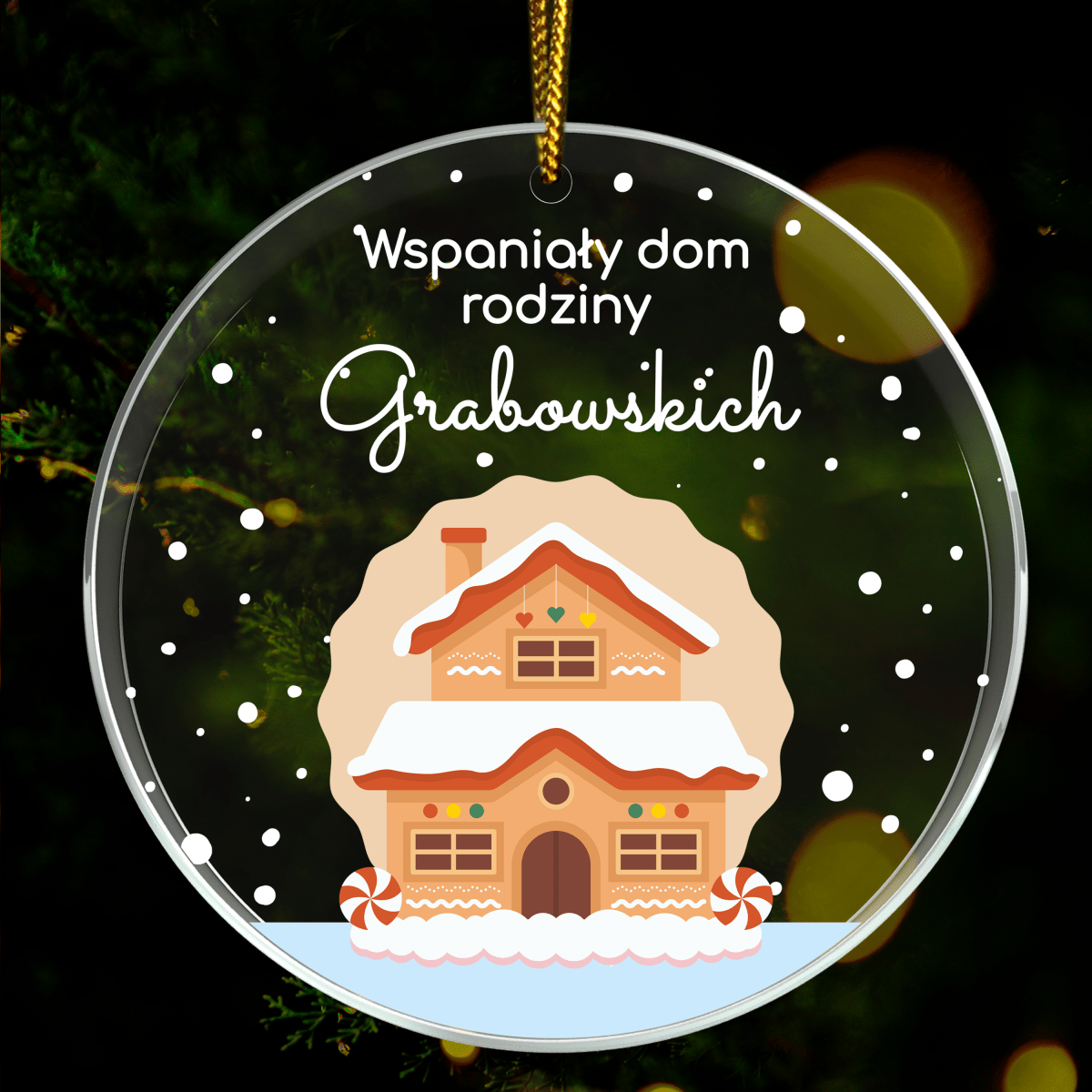 Domek z piernika - bombka choinkowa, spersonalizowany prezent dla rodziców - idamell.com
