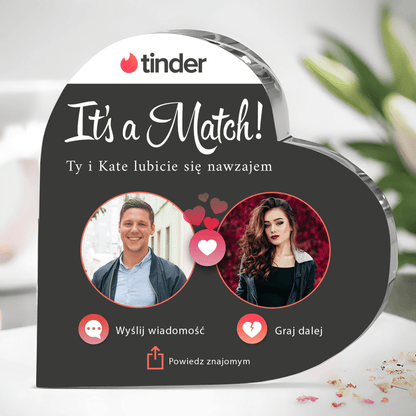 Dopasowani tinder - Szklane serce, spersonalizowany prezent dla niej - idamell.com