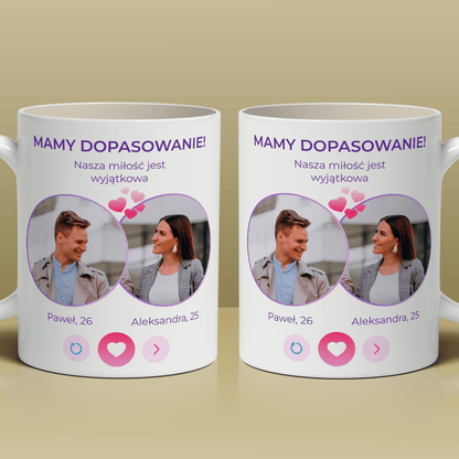 Dopasowanie - Zestaw 2 x Kubek z nadrukiem, spersonalizowany prezent dla pary - idamell.com