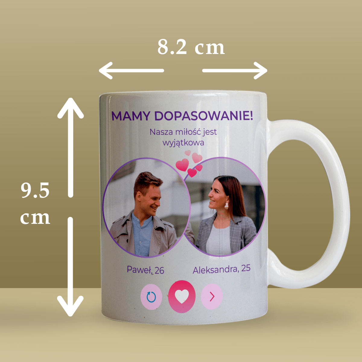 Dopasowanie - Zestaw 2 x Kubek z nadrukiem, spersonalizowany prezent dla pary - idamell.com
