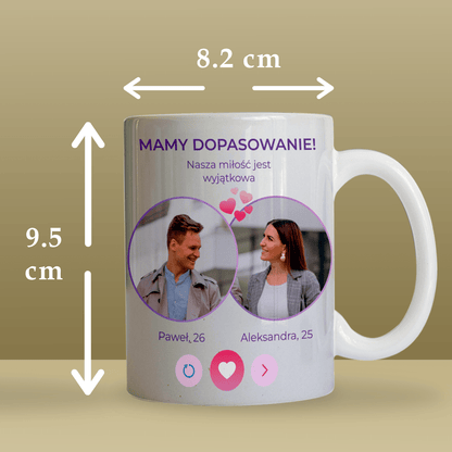 Dopasowanie - Zestaw 2 x Kubek z nadrukiem, spersonalizowany prezent dla pary - idamell.com
