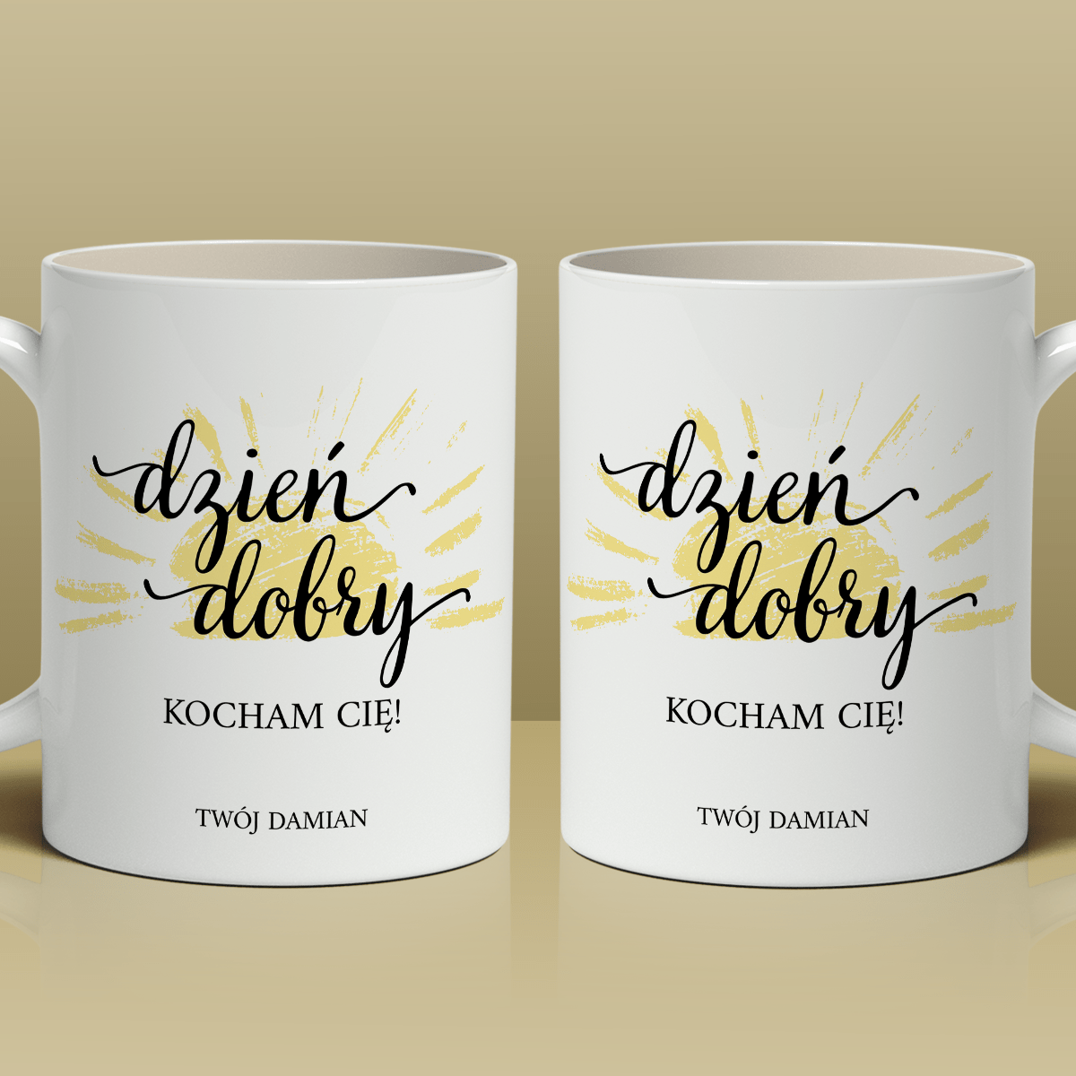Dzień dobry - Kubek z nadrukiem, spersonalizowany prezent dla niej - idamell.com