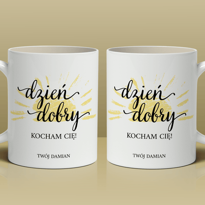 Dzień dobry - Kubek z nadrukiem, spersonalizowany prezent dla niej - idamell.com