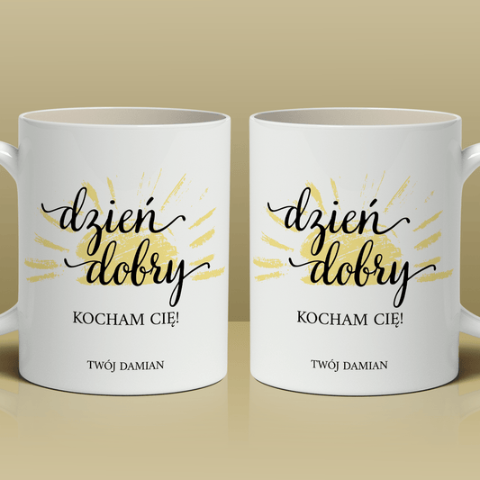 Dzień dobry - Kubek z nadrukiem, spersonalizowany prezent dla niej - idamell.com