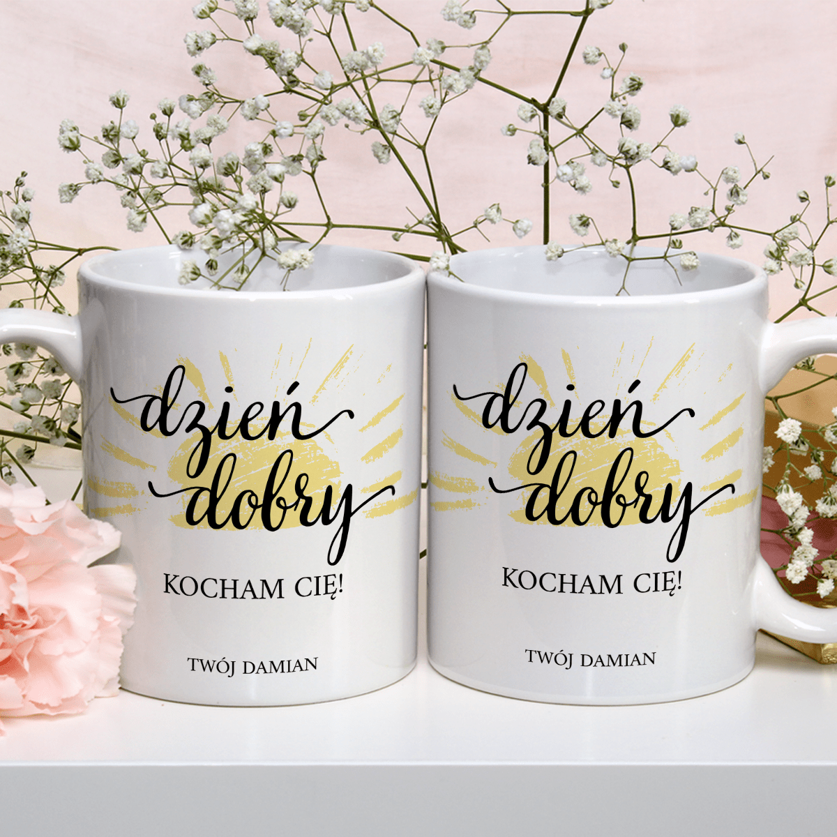 Dzień dobry - Kubek z nadrukiem, spersonalizowany prezent dla niej - idamell.com