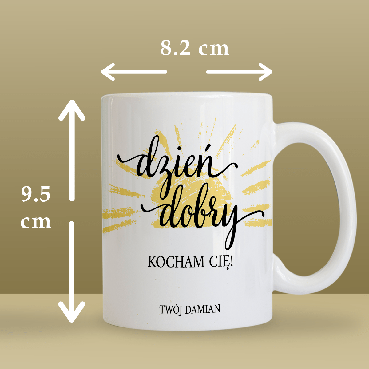 Dzień dobry - Kubek z nadrukiem, spersonalizowany prezent dla niej - idamell.com