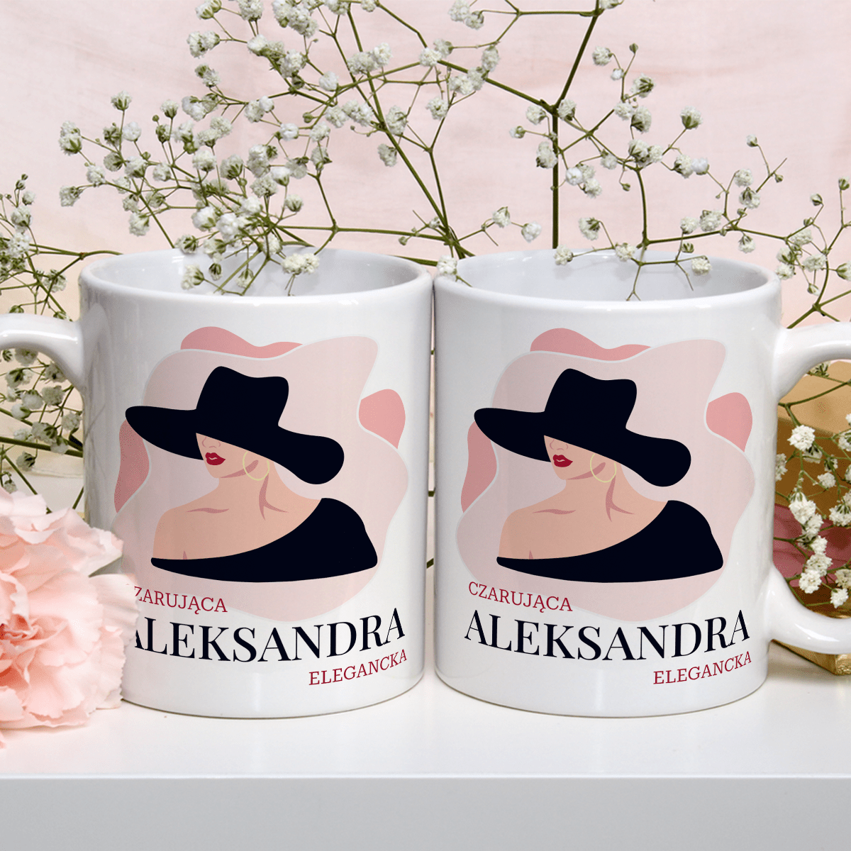 Elegancka lady - 1x Kubek z nadrukiem, spersonalizowany prezent dla kobiety - idamell.com