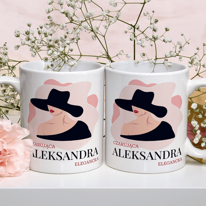 Elegancka lady - 1x Kubek z nadrukiem, spersonalizowany prezent dla kobiety - idamell.com