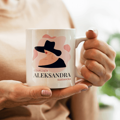 Elegancka lady - 1x Kubek z nadrukiem, spersonalizowany prezent dla kobiety - idamell.com