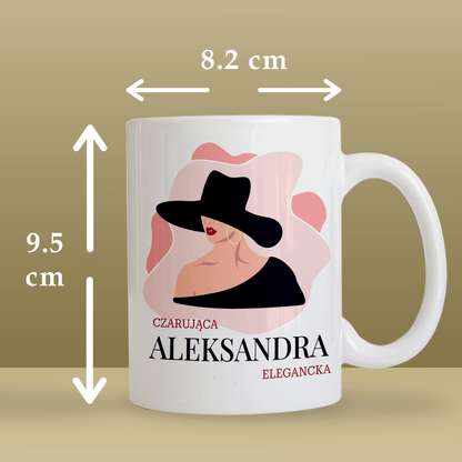 Elegancka lady - 1x Kubek z nadrukiem, spersonalizowany prezent dla kobiety - idamell.com
