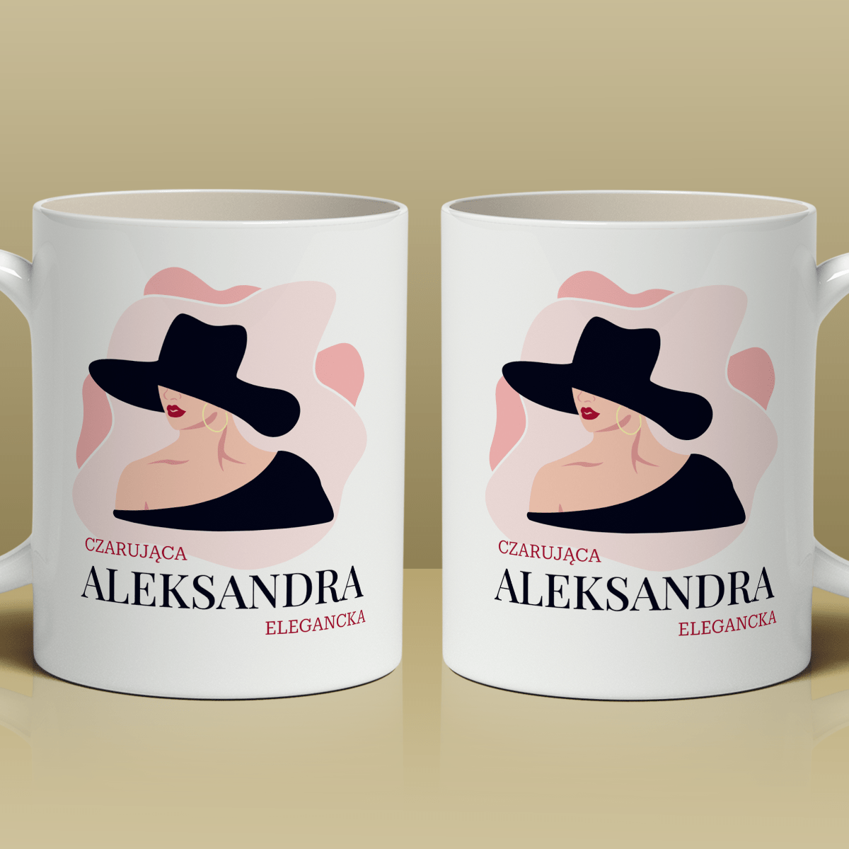 Elegancka lady - 1x Kubek z nadrukiem, spersonalizowany prezent dla kobiety - idamell.com