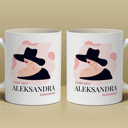Elegancka lady - 1x Kubek z nadrukiem, spersonalizowany prezent dla kobiety - idamell.com