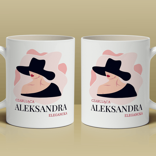 Elegancka lady - 1x Kubek z nadrukiem, spersonalizowany prezent dla kobiety - idamell.com