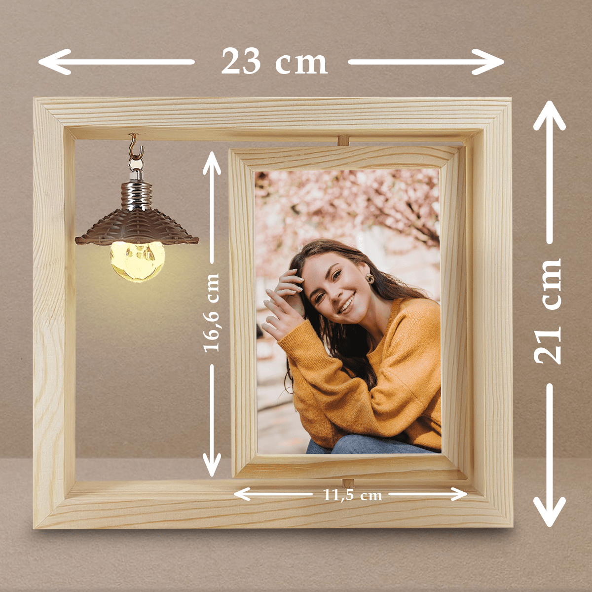 Fotografia kobiety - Druk na szkle w drewnianej ramce + led, spersonalizowany prezent dla kobiety - idamell.com