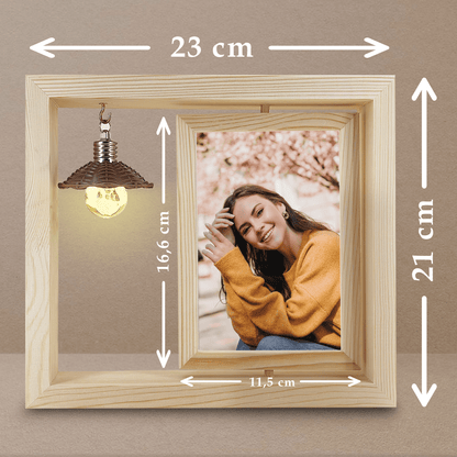 Fotografia kobiety - Druk na szkle w drewnianej ramce + led, spersonalizowany prezent dla kobiety - idamell.com