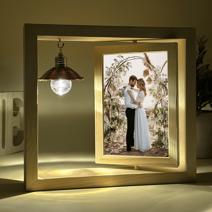 Fotografia Młodej Pary - Druk na szkle w drewnianej ramce + led, spersonalizowany prezent - idamell.com