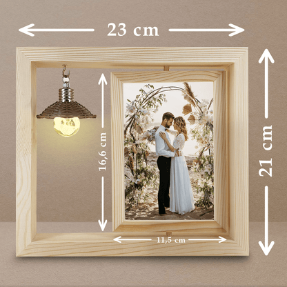 Fotografia Młodej Pary - Druk na szkle w drewnianej ramce + led, spersonalizowany prezent - idamell.com