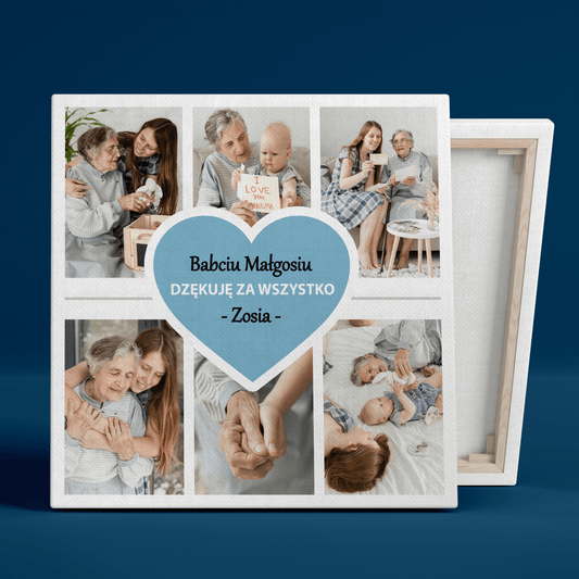Fotokolaż dla babci - druk na płótnie, spersonalizowany prezent dla babci - idamell.com - Wyjątkowe Prezenty