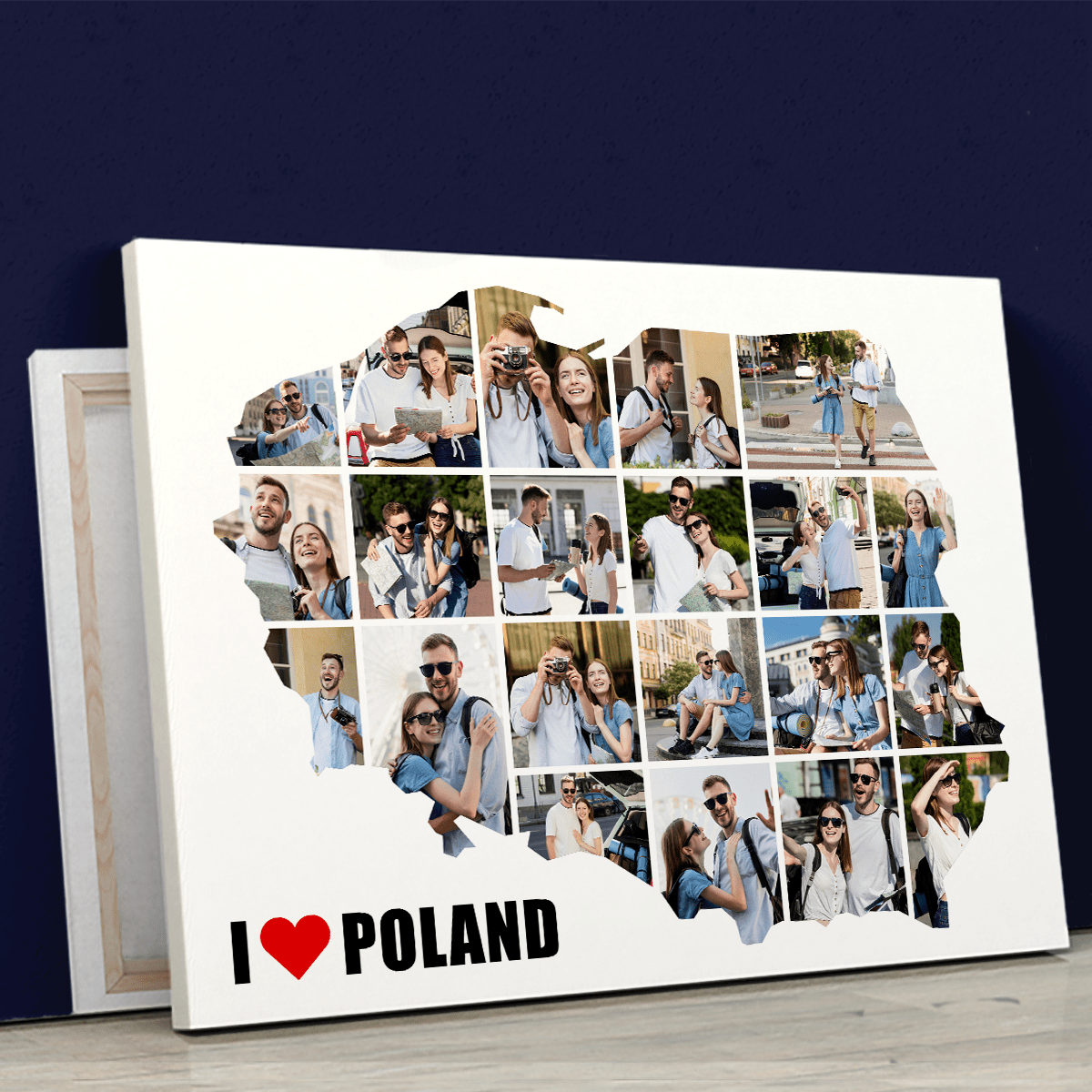 Fotomapa Polska - druk na płótnie, spersonalizowany prezent dla pary - idamell.com