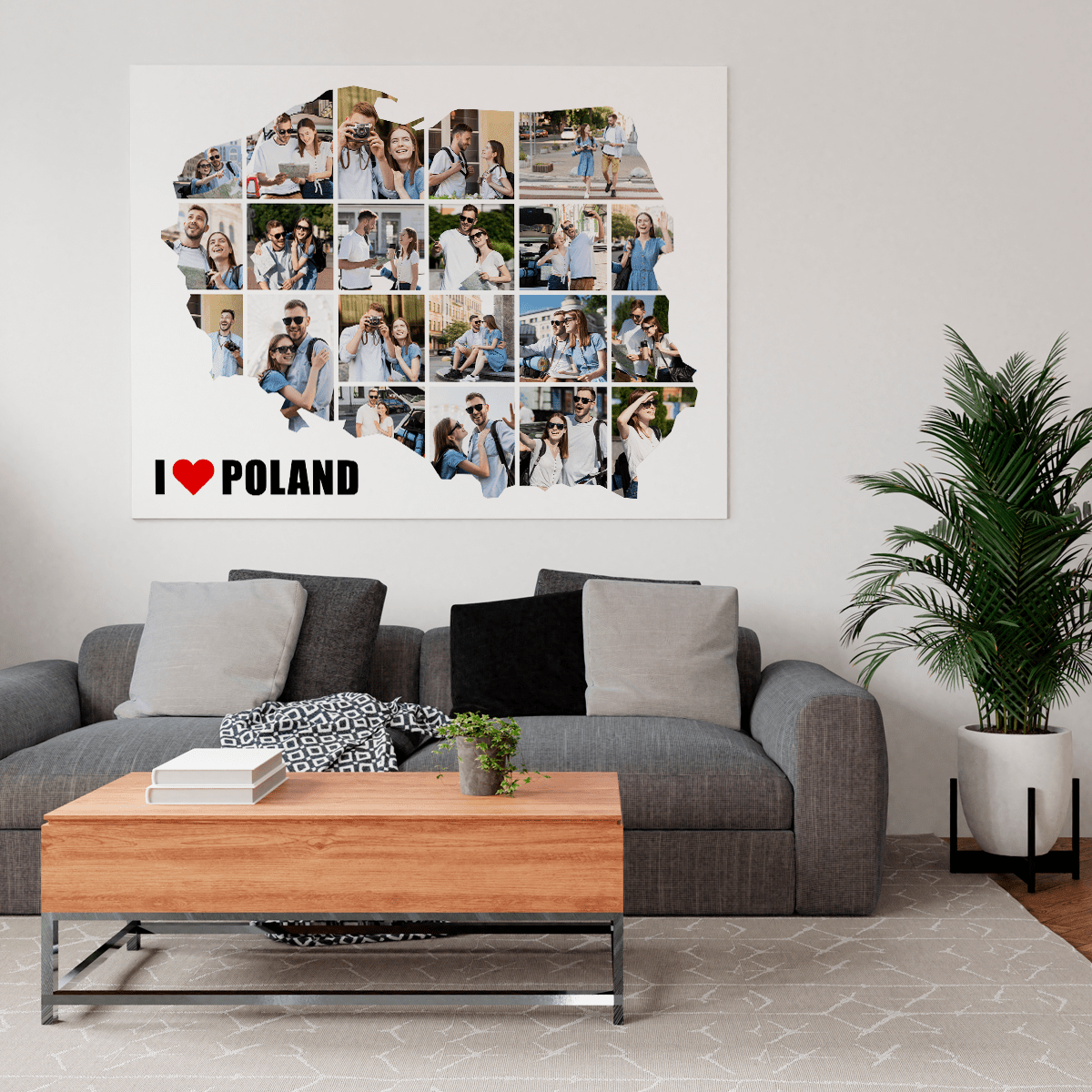 Fotomapa Polska - druk na płótnie, spersonalizowany prezent dla pary - idamell.com