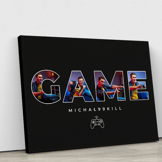 Game - druk na płótnie, spersonalizowany prezent dla niego - idamell.com