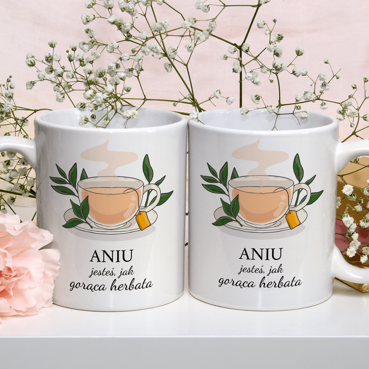 Gorąca herbata - 1x Kubek z nadrukiem, spersonalizowany prezent dla niej - idamell.com