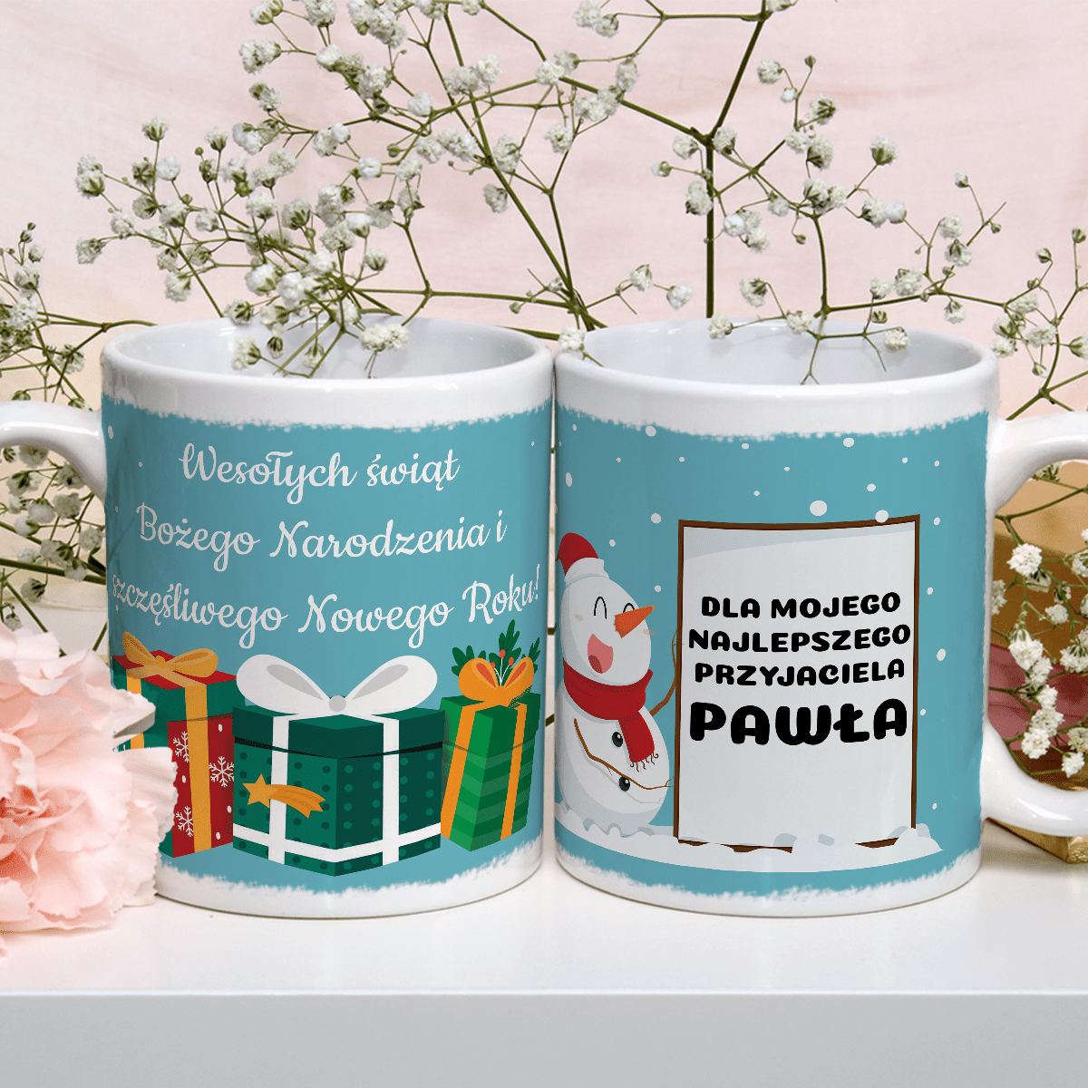 Grafika z bałwanem - Kubek z nadrukiem, spersonalizowany prezent - idamell.com