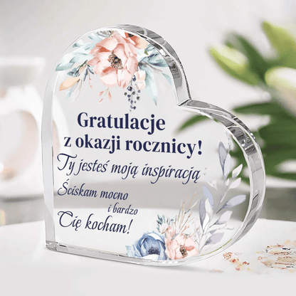Gratulacje z okazji rocznicy - Szklane serce, spersonalizowany prezent dla pary - idamell.com