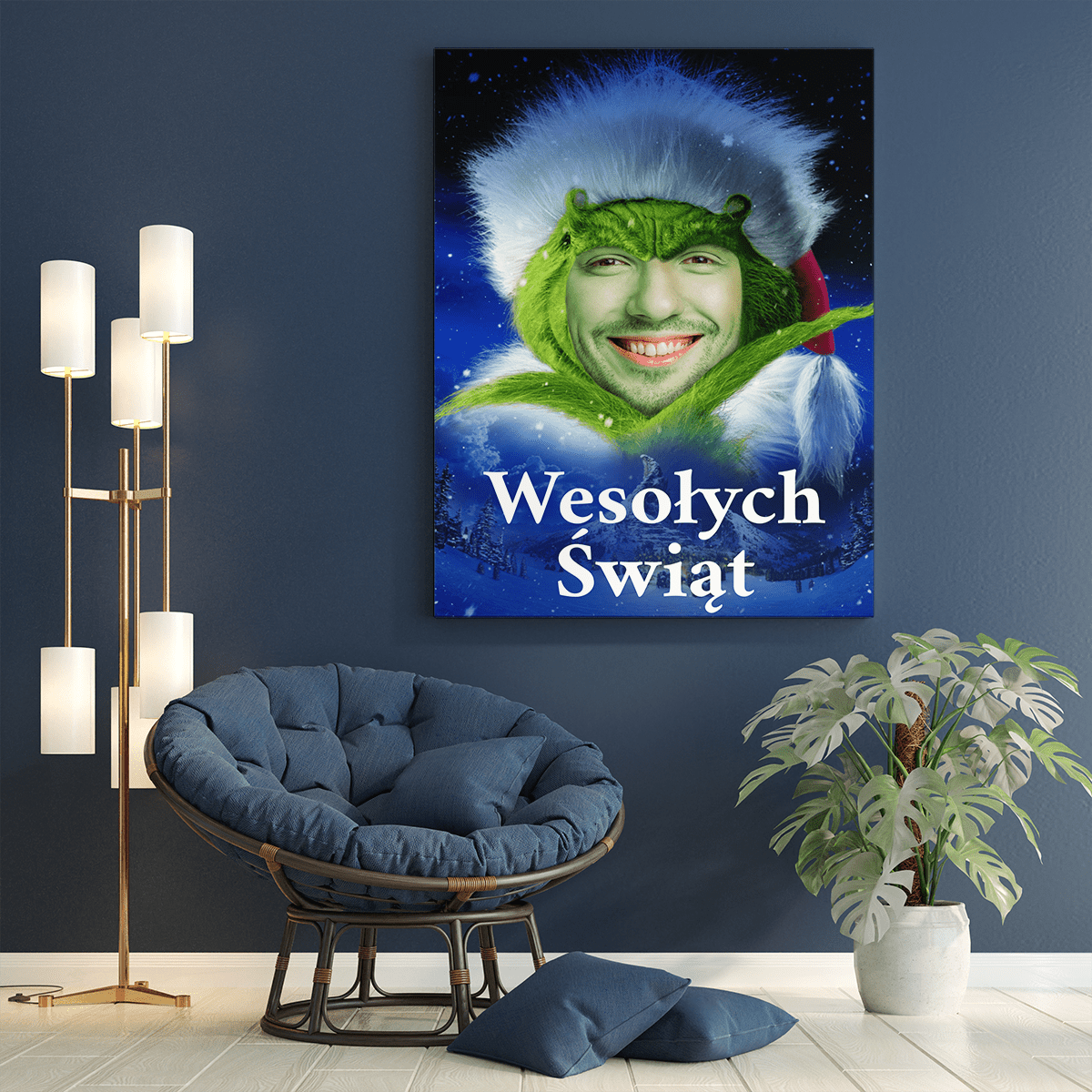 Grinch - druk na płótnie, spersonalizowany prezent dla niego - idamell.com