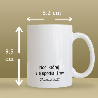 Gwiazdy w noc naszego spotkania - Kubek z nadrukiem, spersonalizowany prezent dla pary - idamell.com