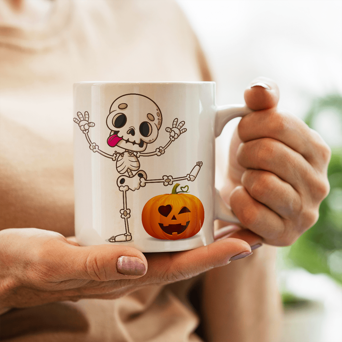 Halloween grafika + imię - 1x Kubek z nadrukiem, spersonalizowany prezent dla przyjaciela - idamell.com